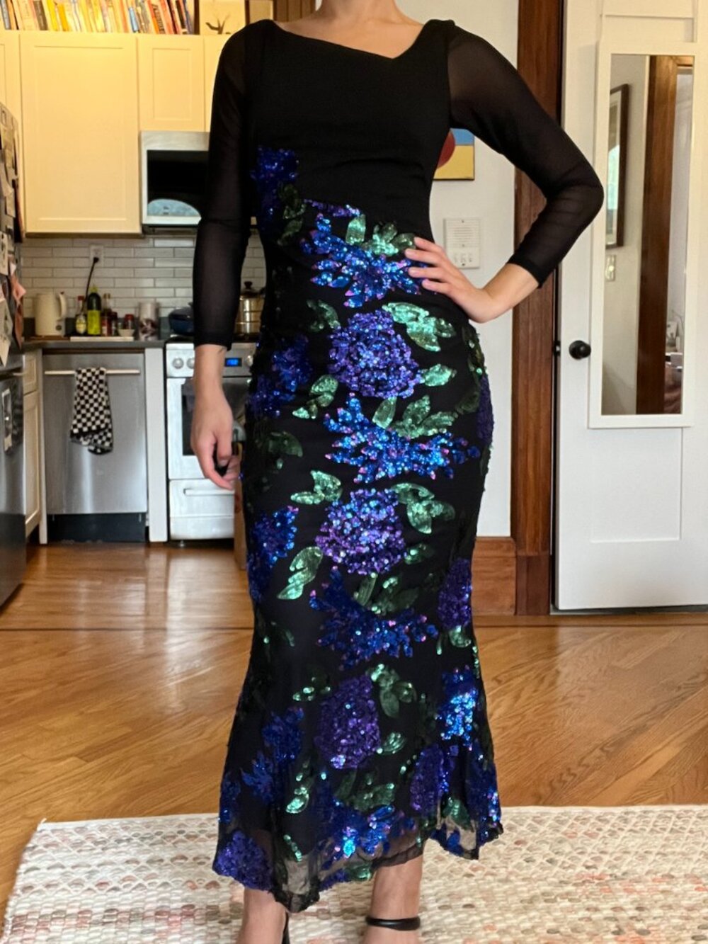 Long-sleeve Sequin Dress